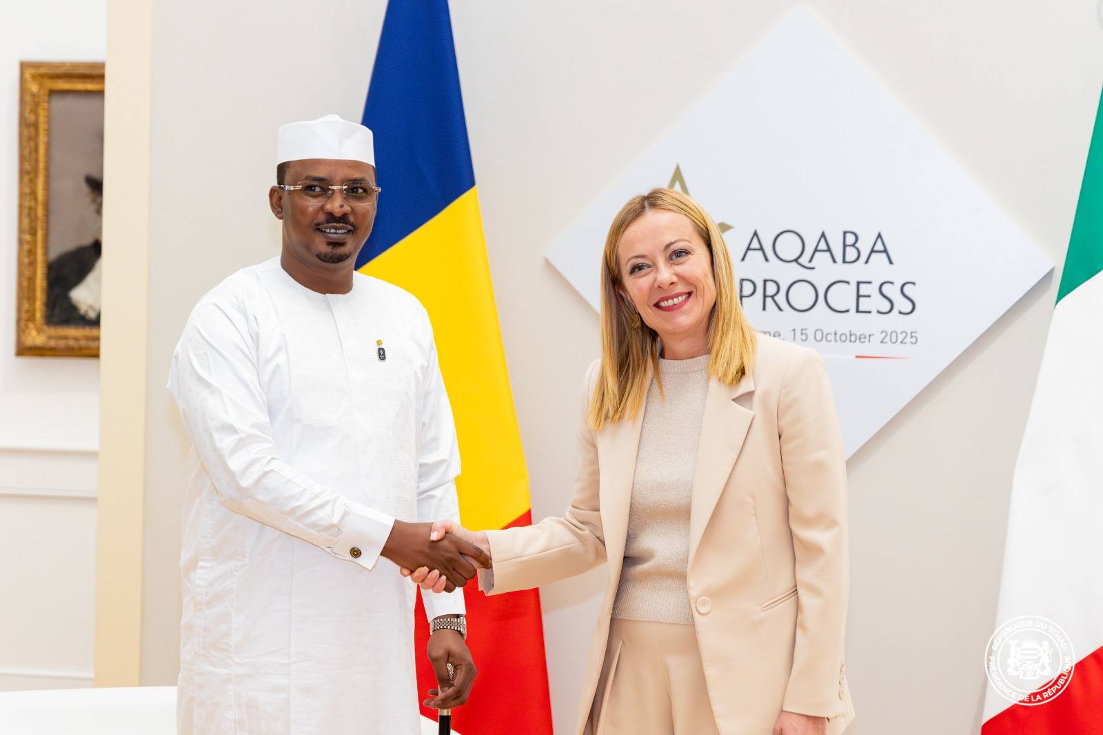 Renforcement de la coopération Tchad-Italie : Le Président Mahamat Idriss Deby Itno reçu par Giorgia Meloni à Rome
